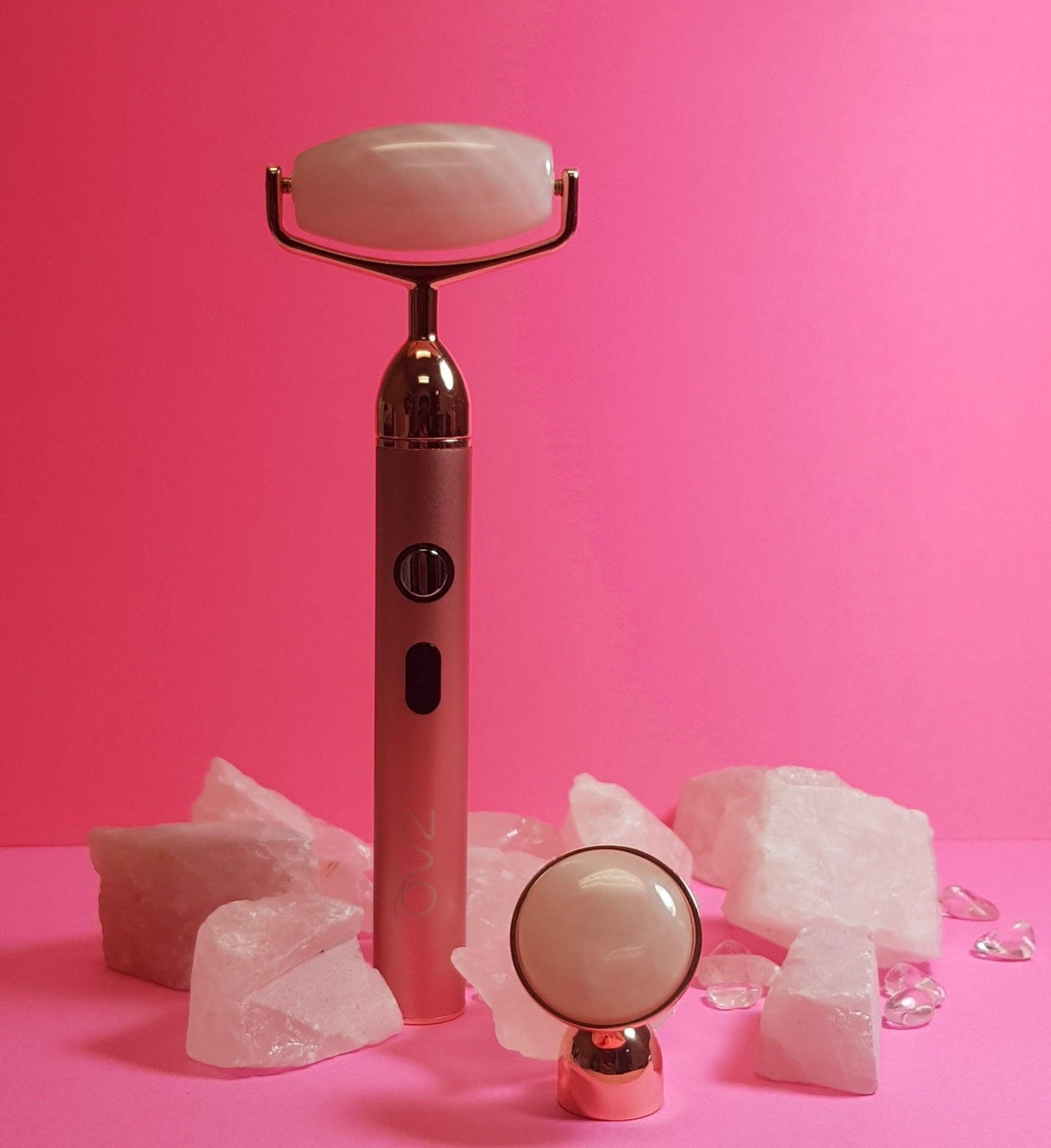 ZAQ Sana Rose Quartz USB Rechargeable Vibrating Changeable Face Rollers - 3 Speed
