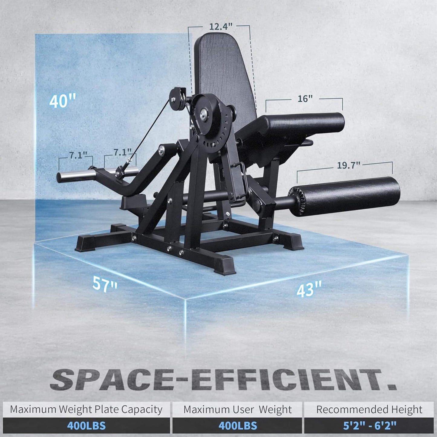 Rovix 800LBS Adjustable Lower Body Leg Extension And Curl Machine
