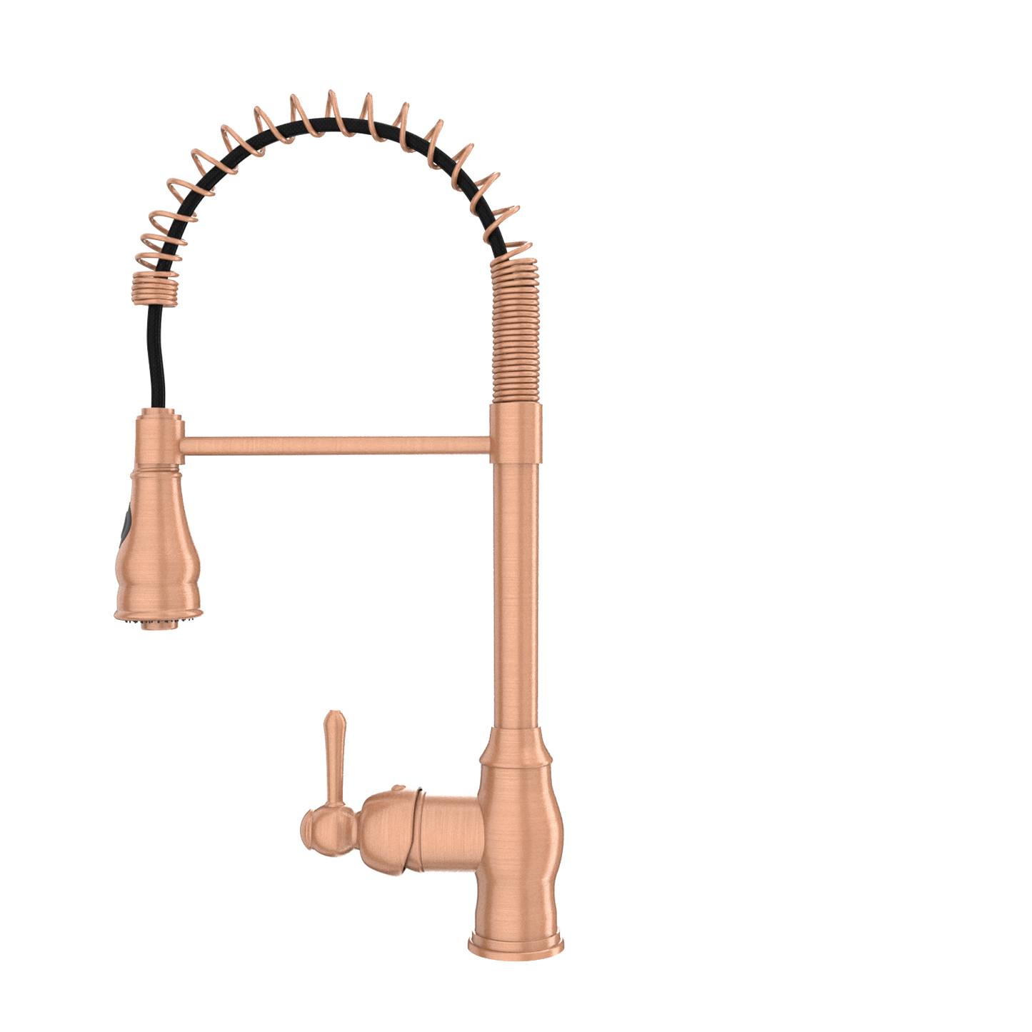 Copper Pre-Rinse Spring Kitchen Faucet, Single Level Solid Brass Kitchen Sink Faucets with Pull Down Sprayer - AK96518C