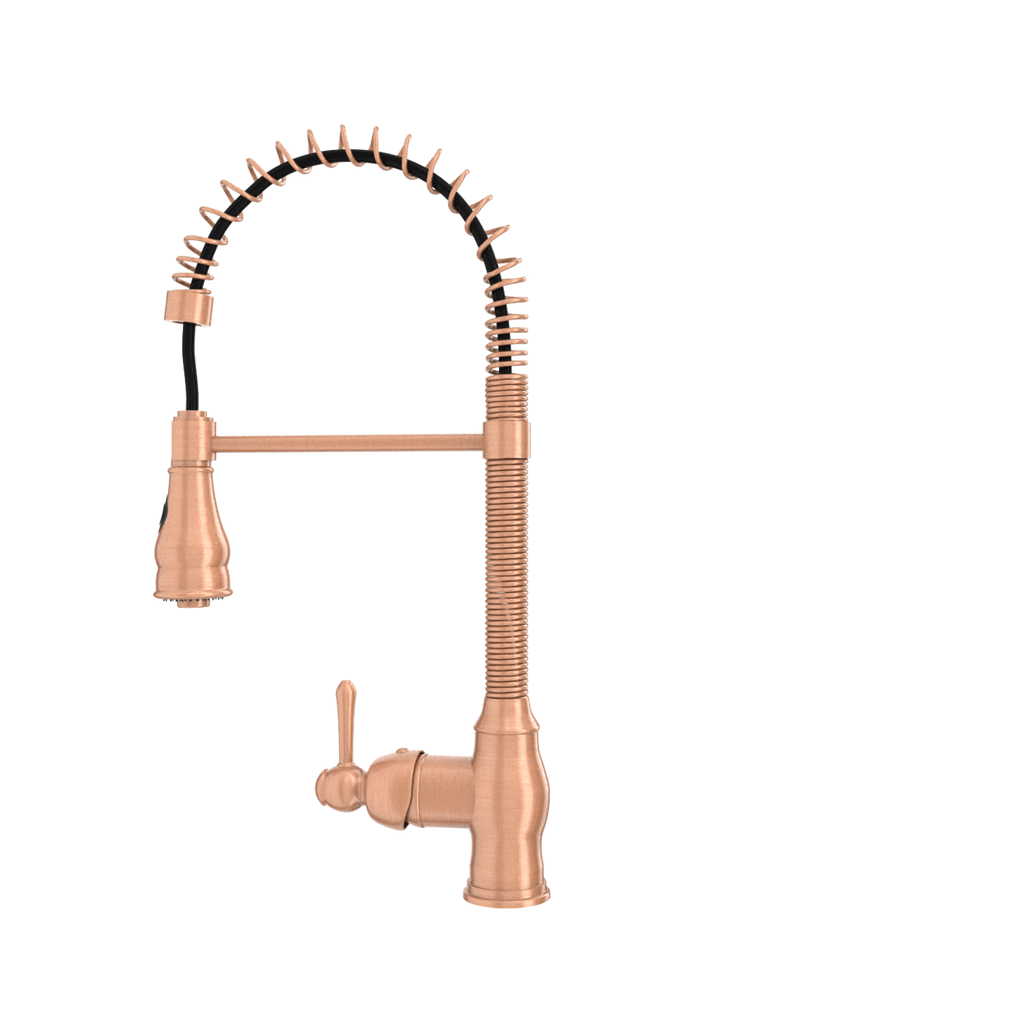 Copper Pre-Rinse Spring Kitchen Faucet, Single Level Solid Brass Kitchen Sink Faucets with Pull Down Sprayer - AK96518A-C