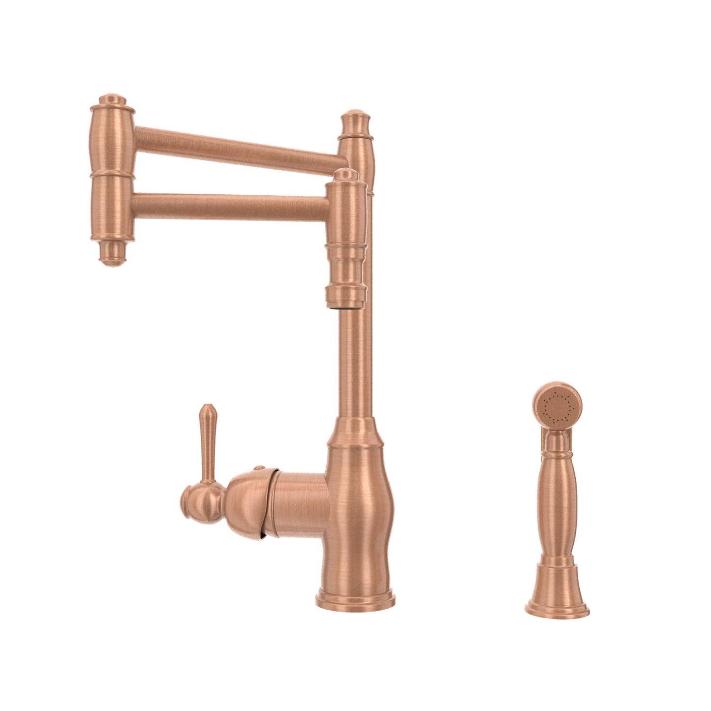 One-Handle Copper Pot Filler Kitchen Faucet with Side Sprayer - AK96918P2