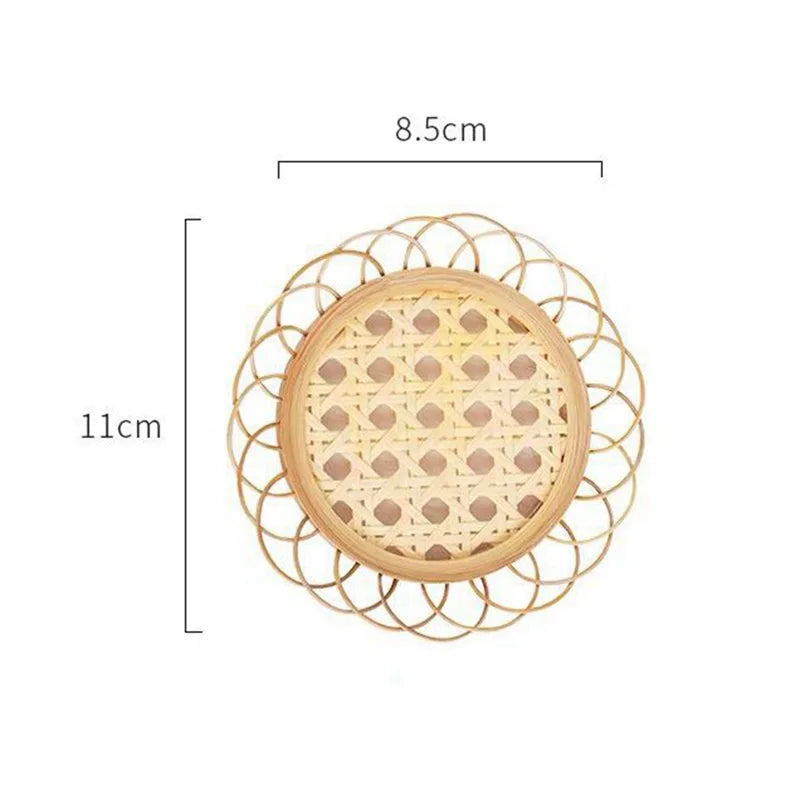 Bamboo Woven Coasters & Storage Basket Set for Kitchen Table Décor
