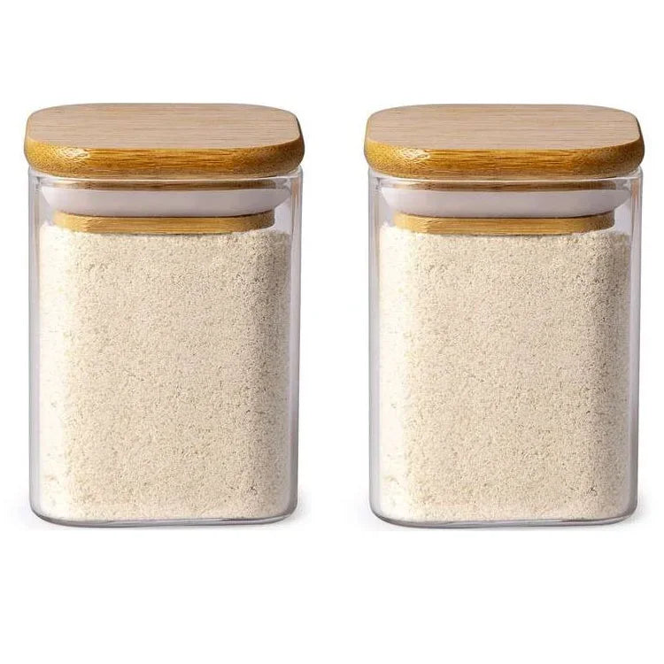 Glass Jar with Bamboo Lid - Food Storage Container for Tea, Coffee, and More