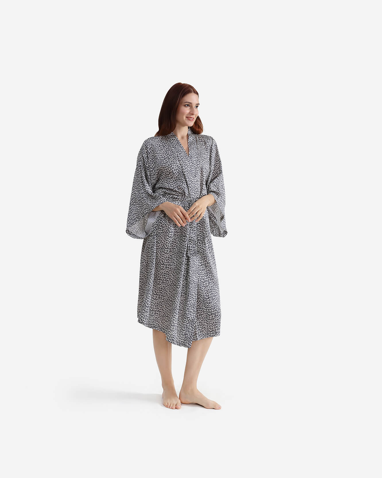 Silky Lyocell Leopard Print Kimono