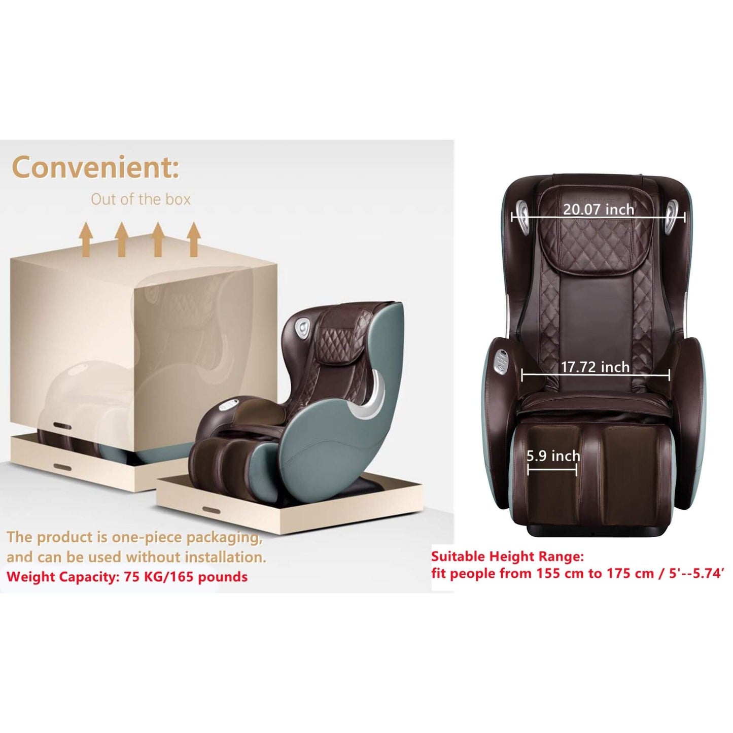 Airvana SL-Track Full Body Zero Gravity Massage Chair Recliner With Shiatsu & Bluetooth Speaker