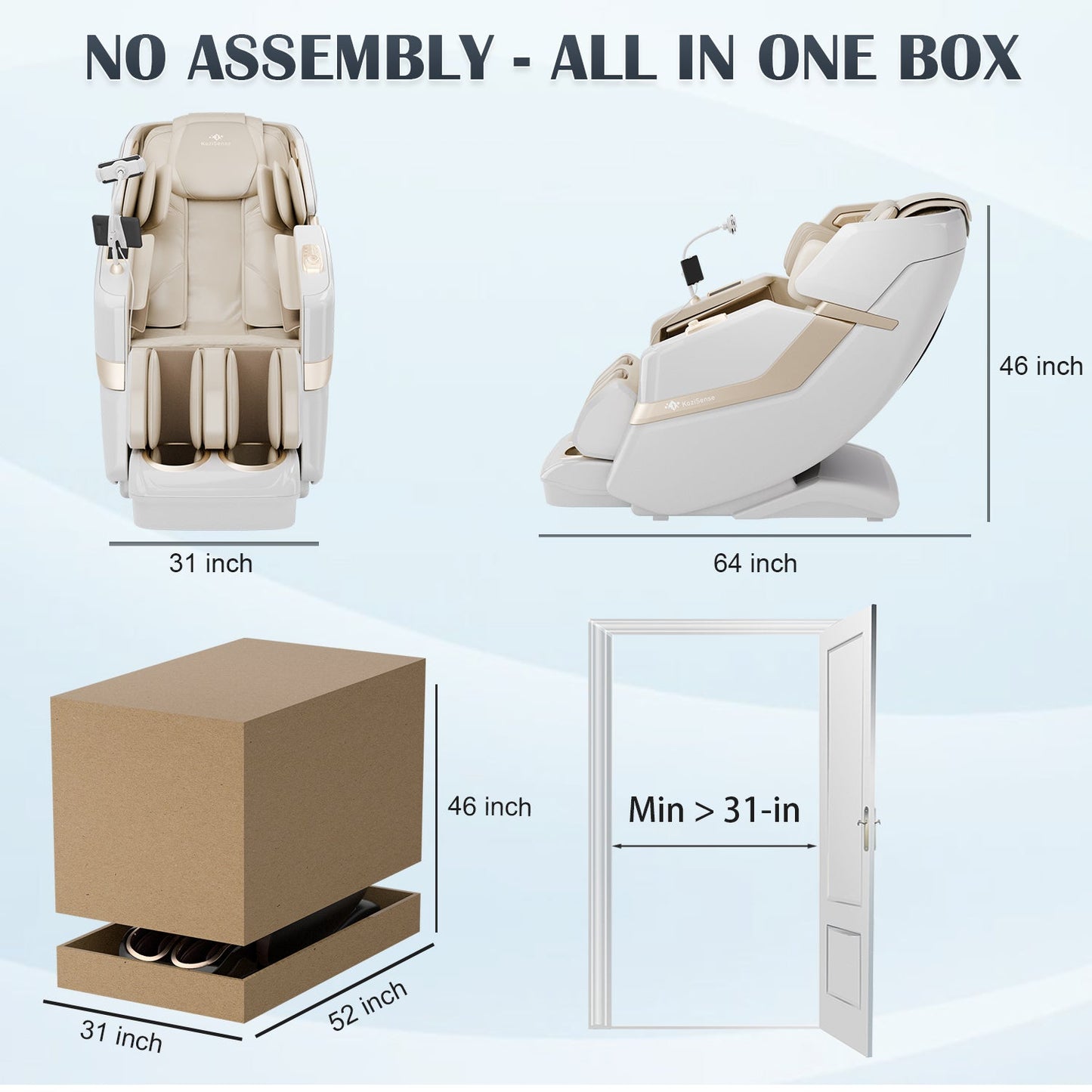 KoziSense KZ-313 New Heated Jade Stone Massage Chair (White)