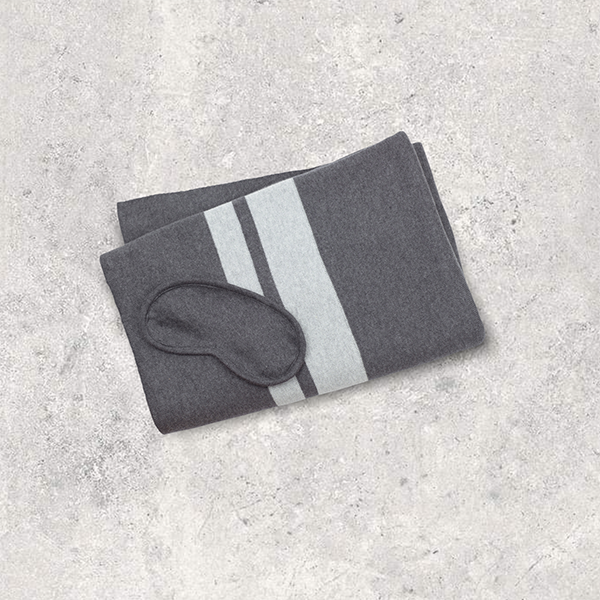 Dual Dream Organic Cotton Travel Blanket and Eye Mask Set
