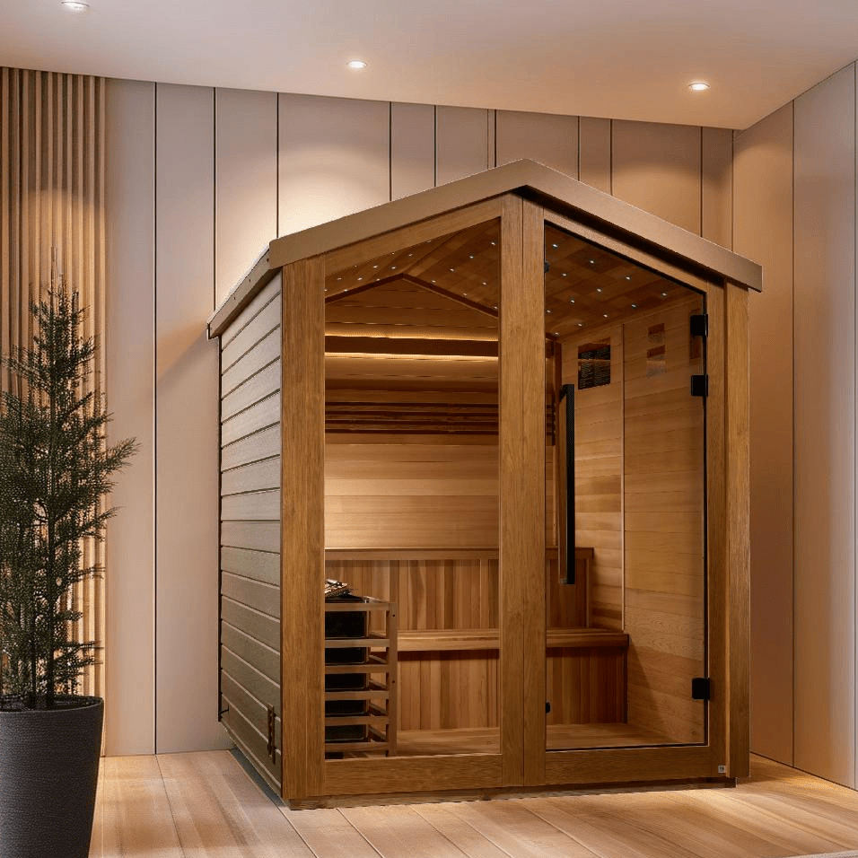 Golden Designs Kaarina GDI-8506-01 6 Person Outdoor Traditional Sauna – Canadian Red Cedar