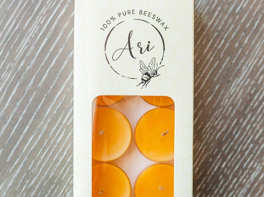 100% Pure Beeswax Tea light candles with hemp wicks | Set of 10