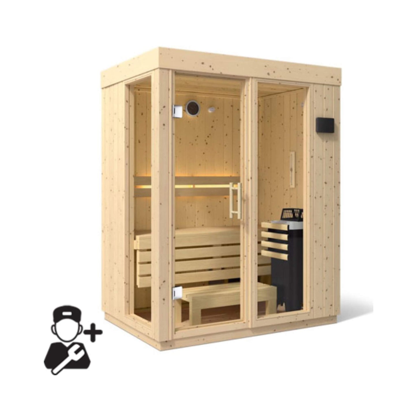 Kohler C1 Luxury Indoor Scandinavian Spruce Home Sauna Kit