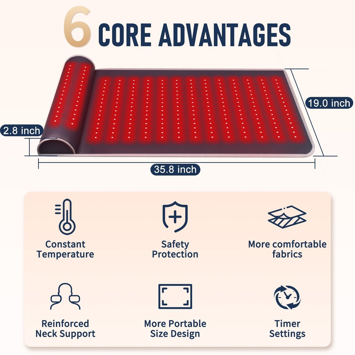 LUMYHEALTH™ Leather Red Light Therapy Mat with Neck Support