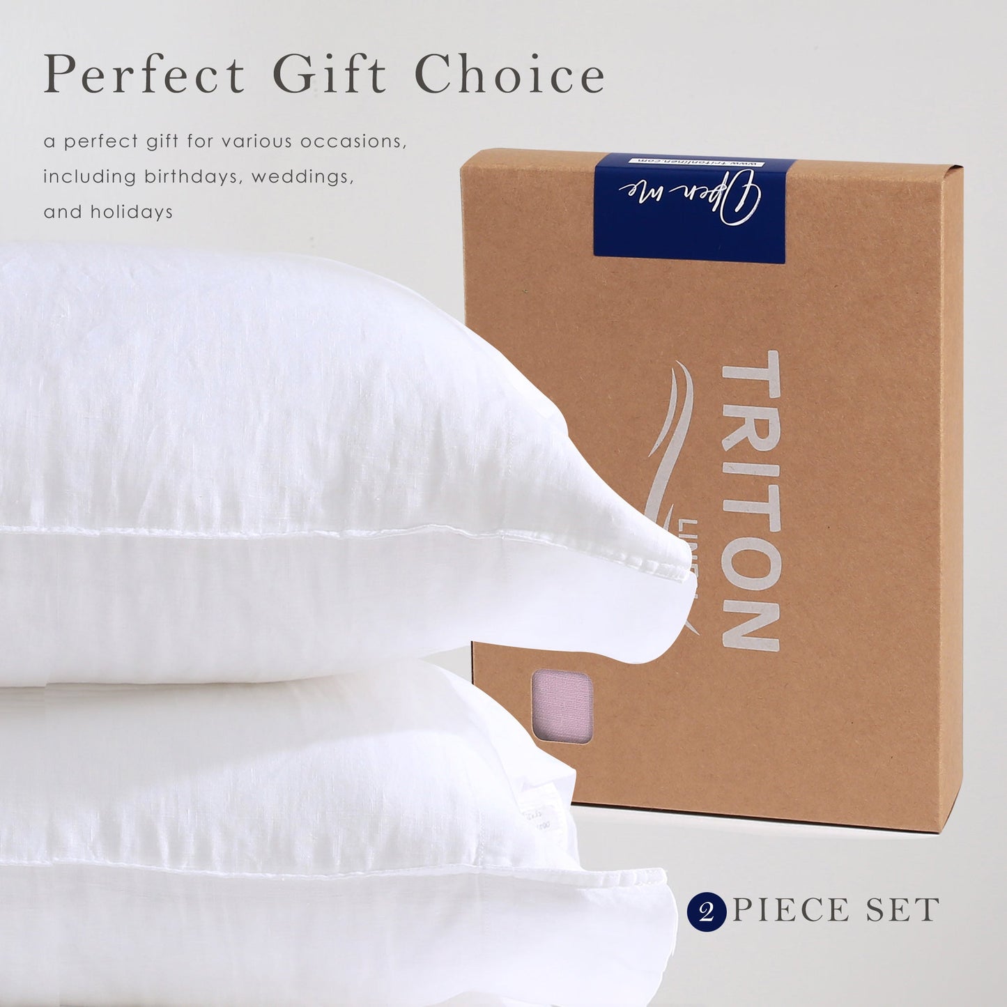 100% Pure French Linen Pillowcases (Set of 2) - White