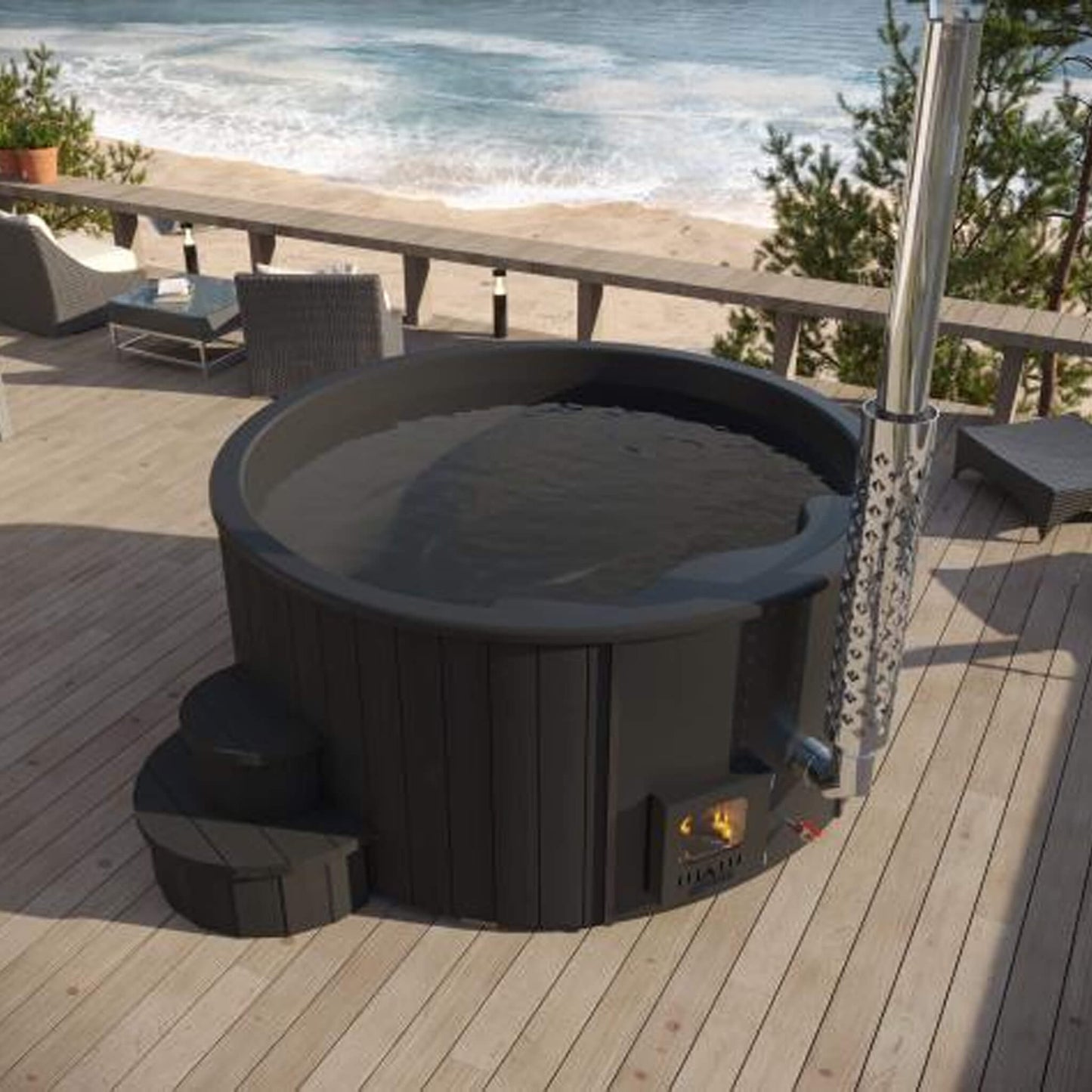SaunaLife Model S4B Premium 6-Person Home Wood-Burning Hot Tub