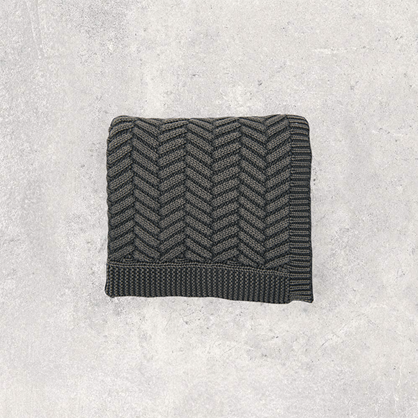 Washed Chevron Cotton Knit Throw Blanket