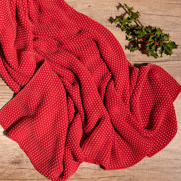 Washed Moss Cotton Knit Throw Blanket