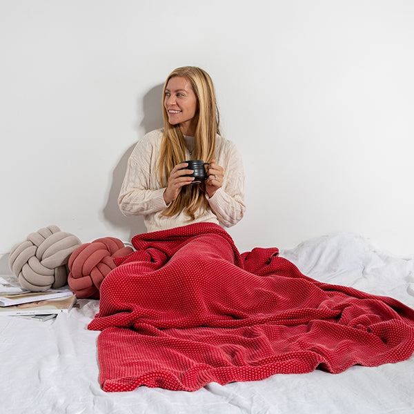 Washed Moss Cotton Knit Throw Blanket