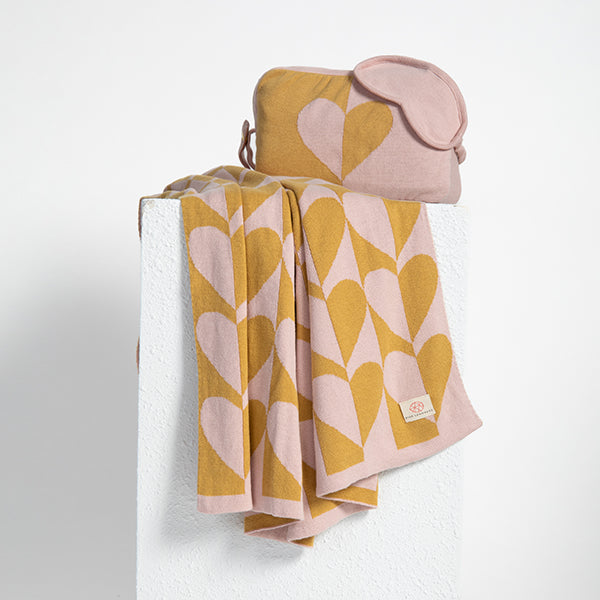 Amore Organic Cotton Travel Blanket and Eye Mask Set