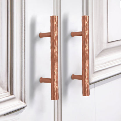 Akicon Hammered Copper Kitchen Cabinet Handles 100% Solid Brass Drawer Pulls