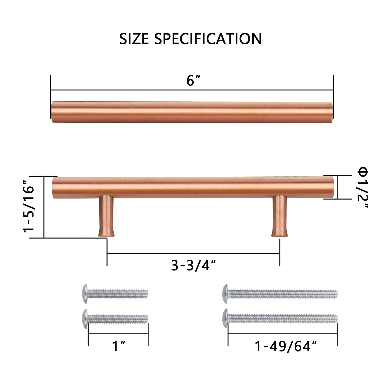 Akicon Copper Kitchen Cabinet Handles 100% Solid Brass Drawer Pulls