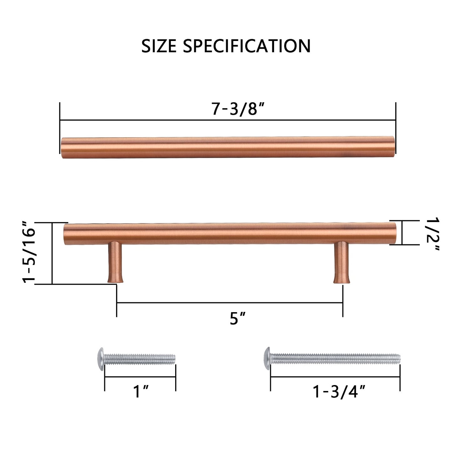 Akicon Copper Kitchen Cabinet Handles 100% Solid Brass Drawer Pulls