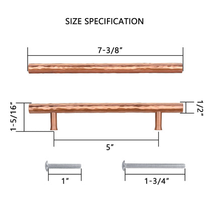 Akicon Hammered Copper Kitchen Cabinet Handles 100% Solid Brass Drawer Pulls