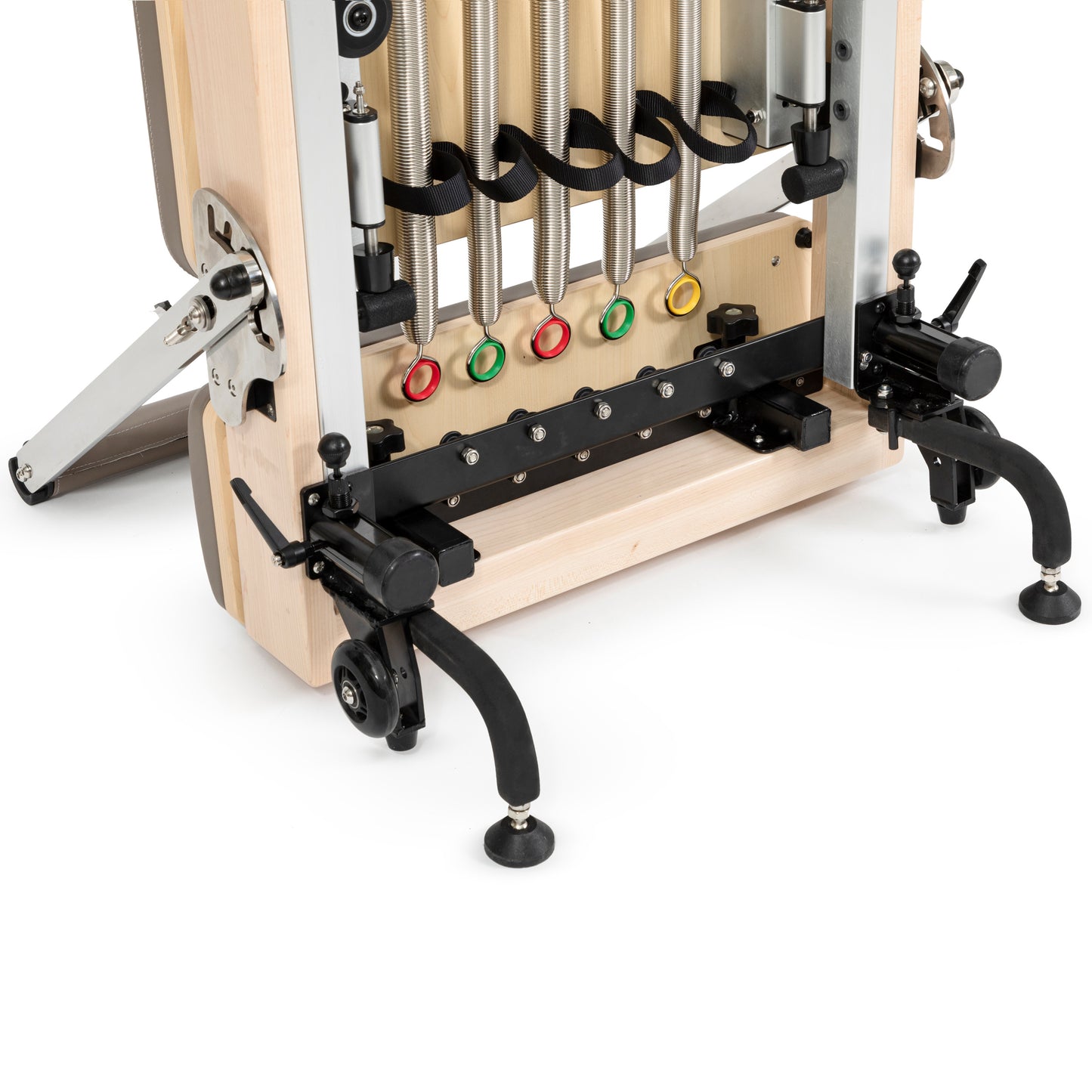 Vertical Pilates reformer in home studio setting