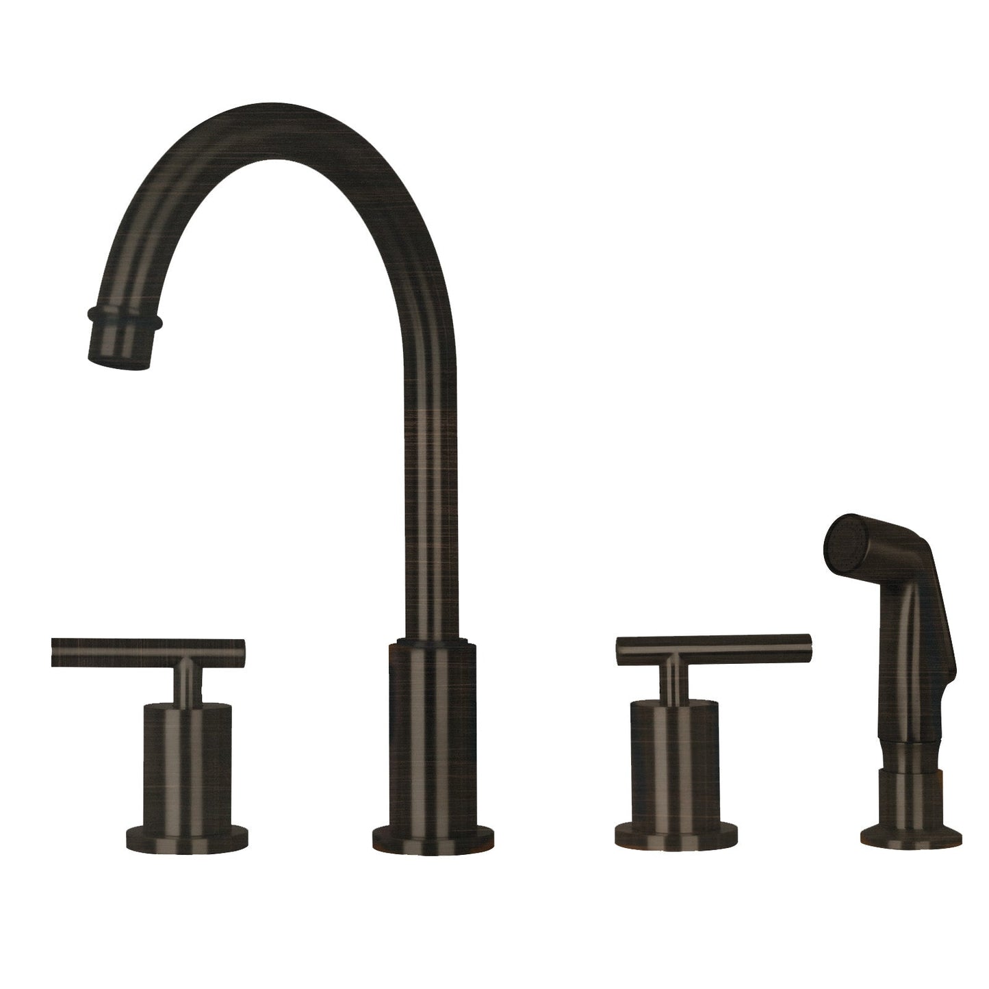 Two-Handles Copper Widespread Kitchen Faucet with Plastic Side Sprayer - AK96866N1