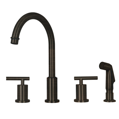 Two-Handles Copper Widespread Kitchen Faucet with Plastic Side Sprayer - AK96866N1