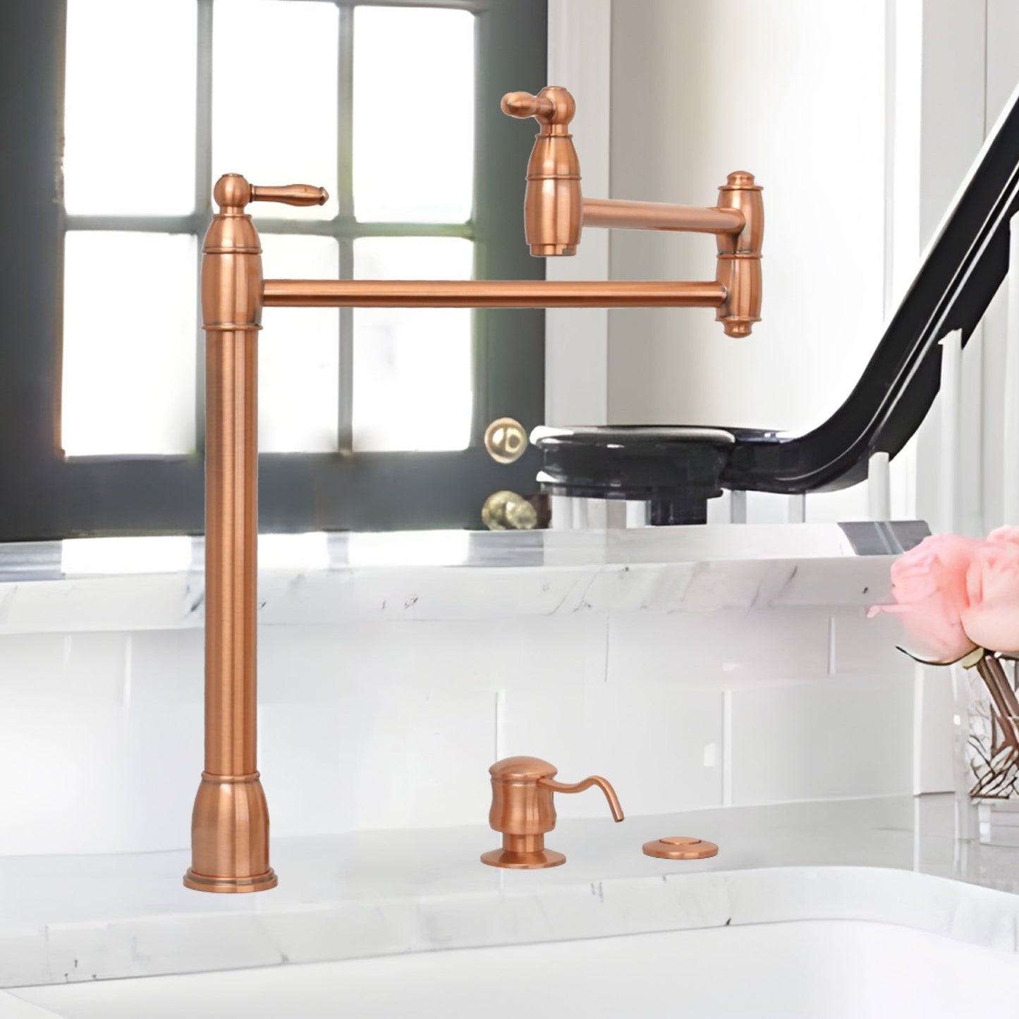 Single Outlet Copper Garbage Disposal Kitchen Air Switch Kit - AK79001A-C