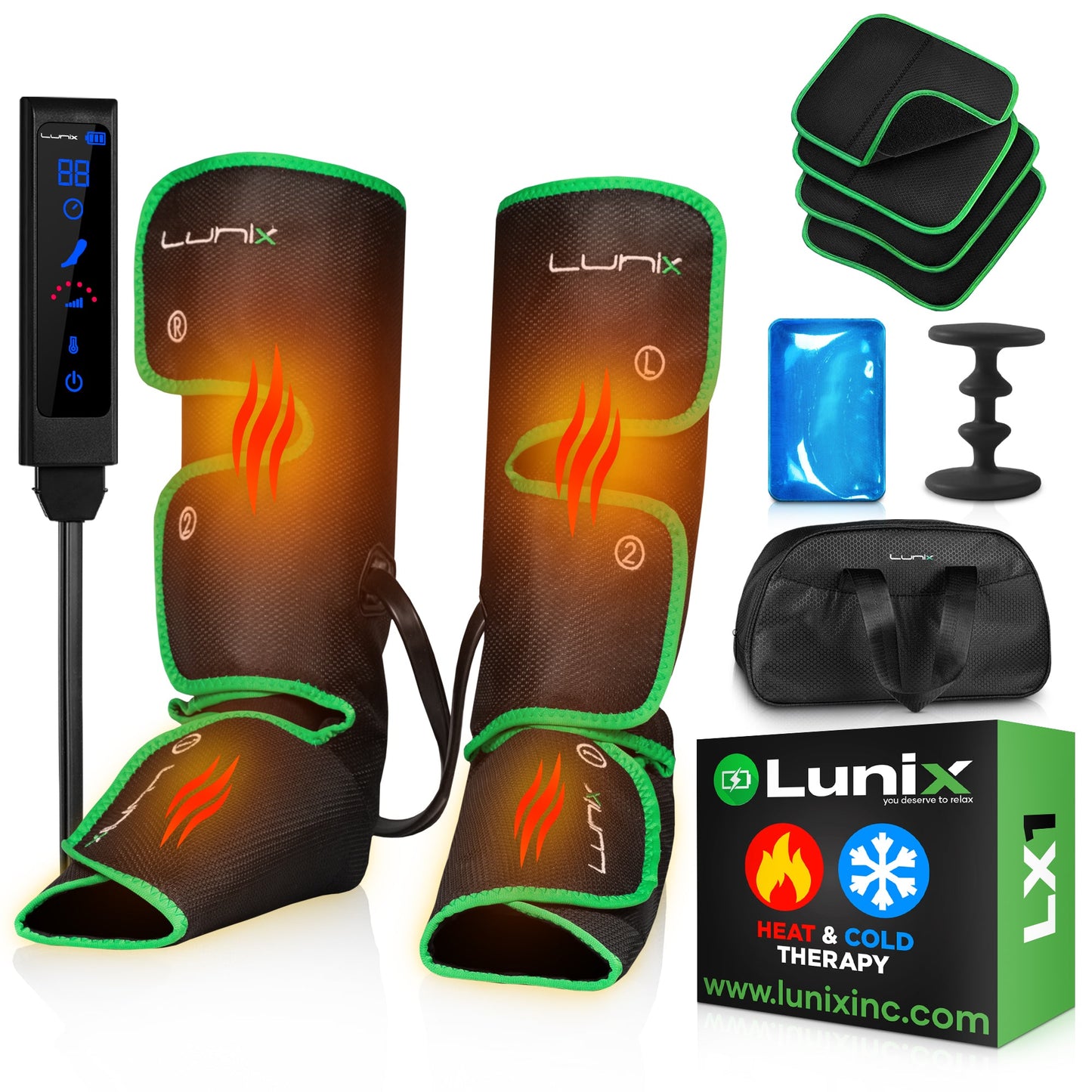LX1 FOOT AND CALF COMPRESSION MASSAGER GREEN