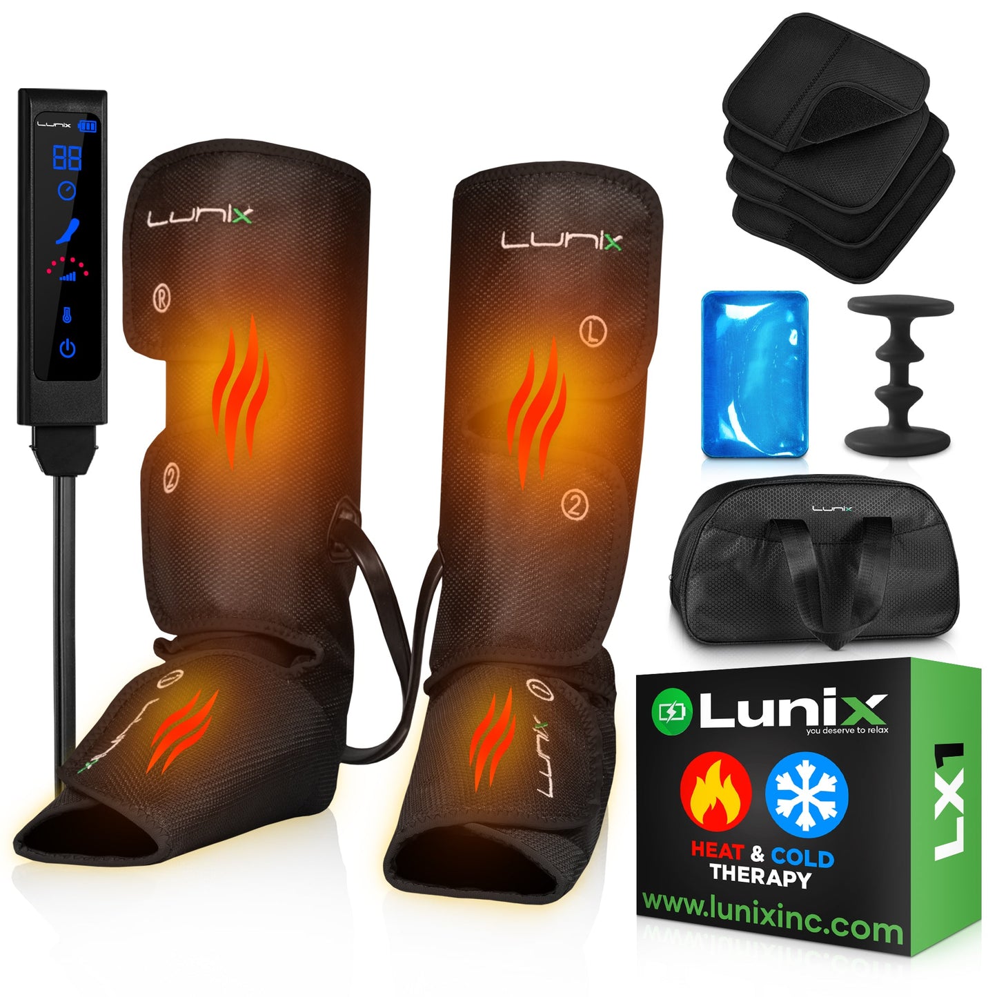 LX1 FOOT AND CALF COMPRESSION MASSAGER BLACK