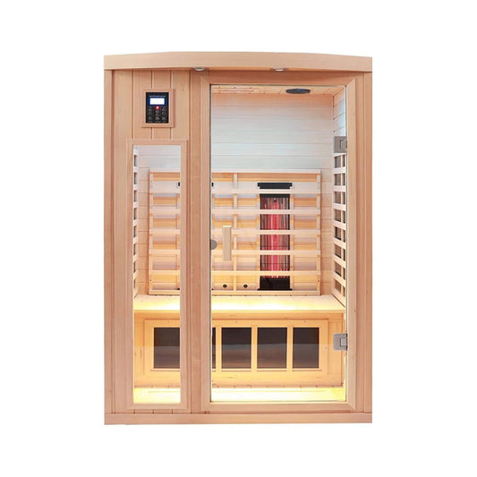 Thermora Premium 2-Person Low EMF FAR-Infrared Heat Wood Home Personal Spa Sauna With Ceramic Heaters, 1760W