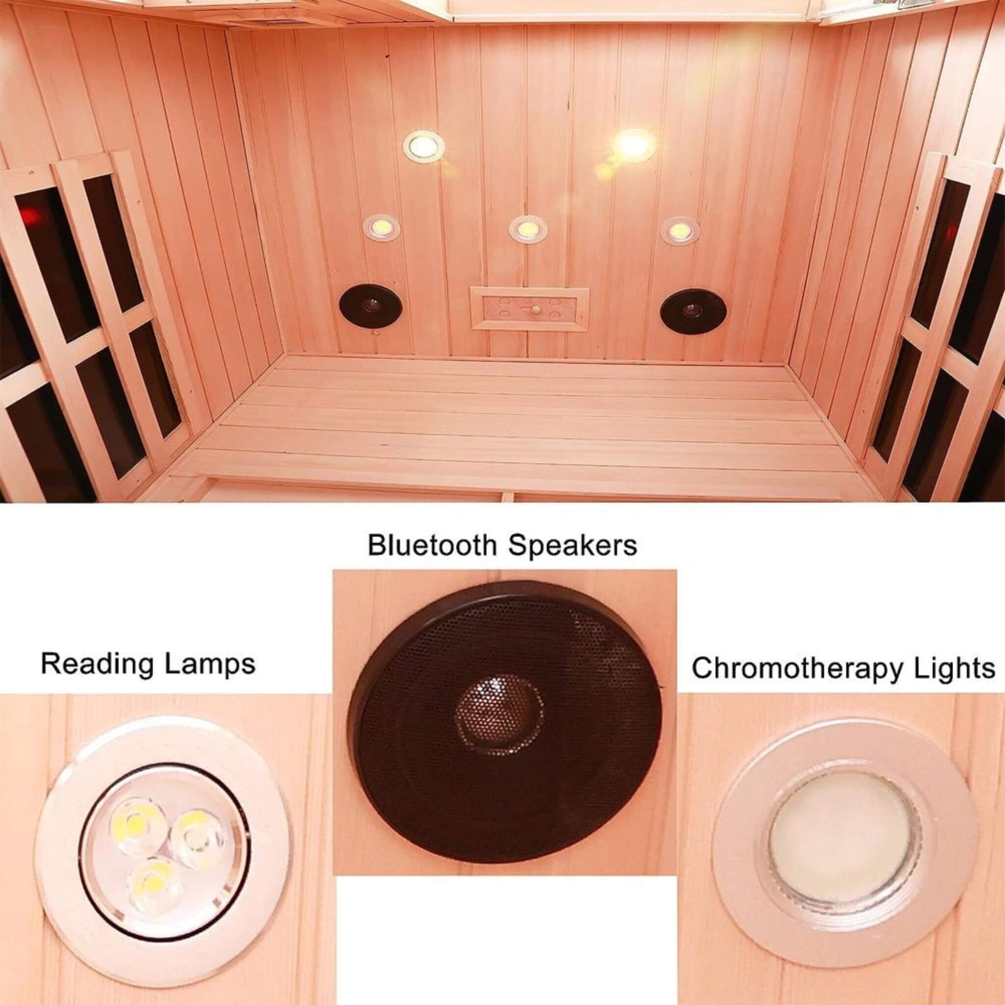 Thermora Premium 2-Person Low EMF FAR-Infrared Heat Wood Home Personal Spa Sauna With Ceramic Heaters, 1760W
