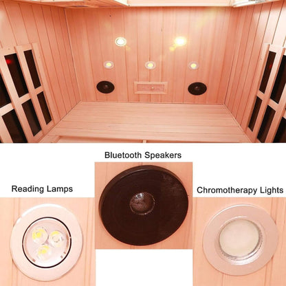 Thermora Premium 2-Person Low EMF FAR-Infrared Heat Wood Home Personal Spa Sauna With Ceramic Heaters, 1760W