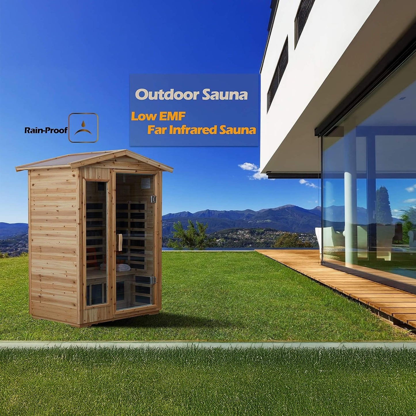 Thermora Luxury 2-Person Outdoor Low EMF Hemlock Infrared Sauna With Bluetooth And Chromotherapy Light