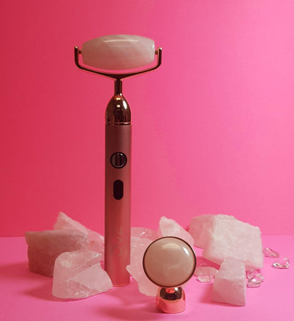 ZAQ Sana Rose Quartz USB Rechargeable Vibrating Changeable Face Rollers - 3 Speed