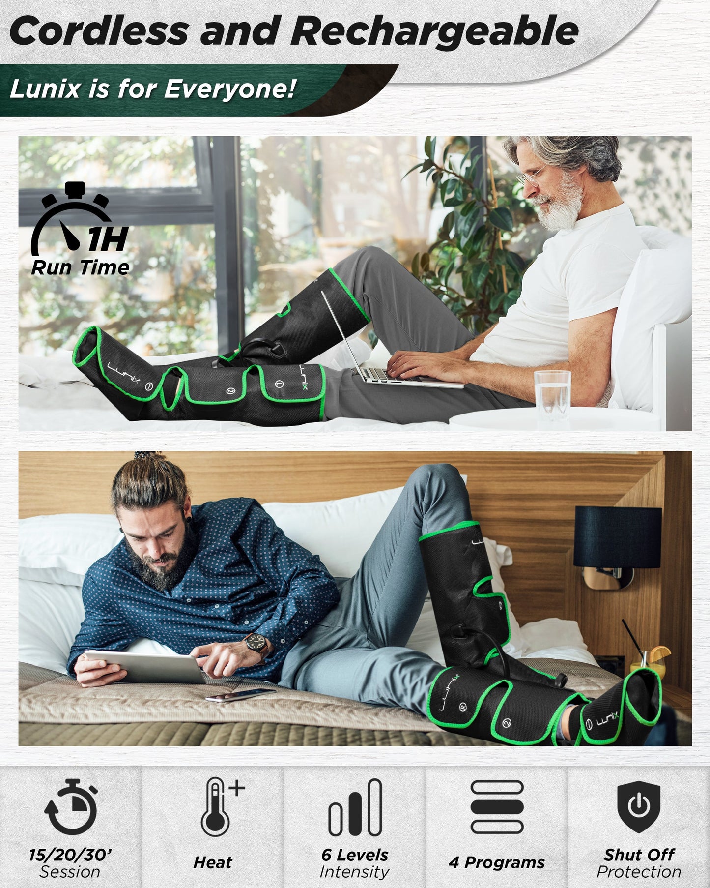 LX1 FOOT AND CALF COMPRESSION MASSAGER GREEN