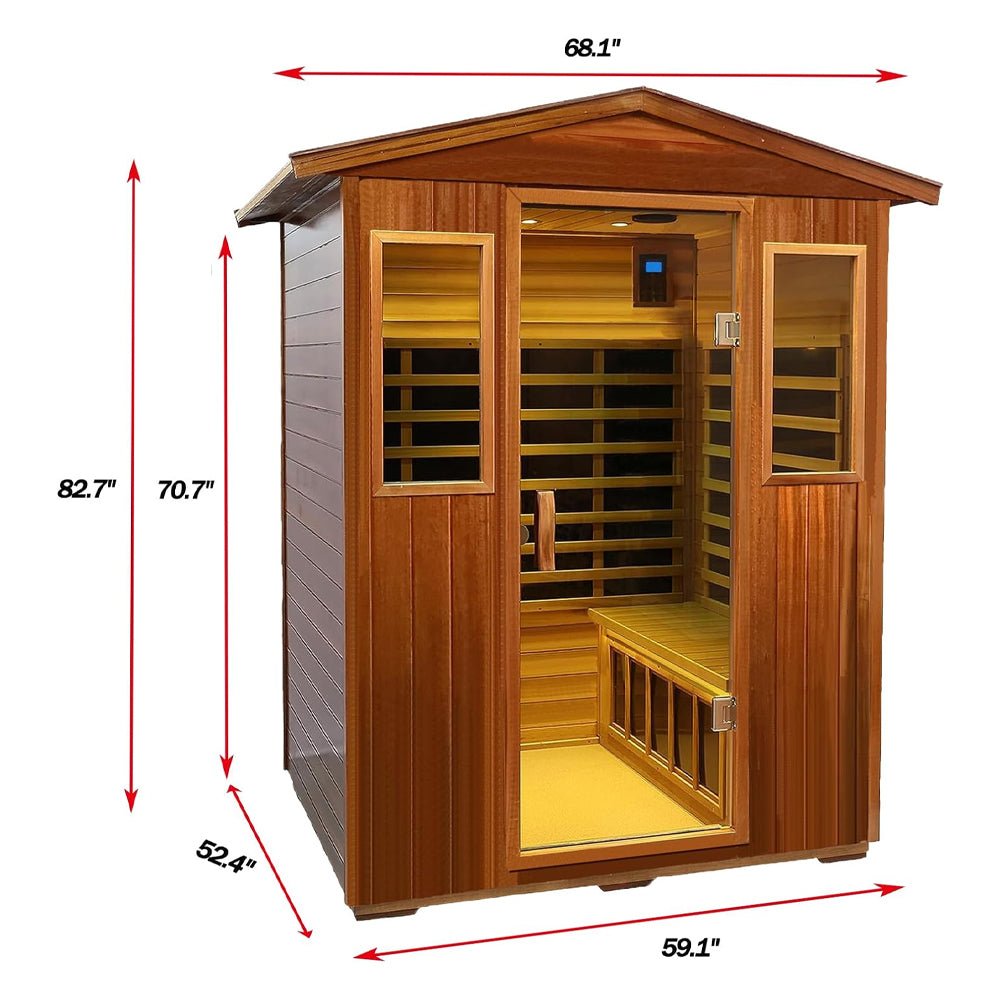 Thermora Premium 4-Person Luxury Low EMF Outdoor FAR Infrared Home Sauna With Bluetooth Audio, 2050W