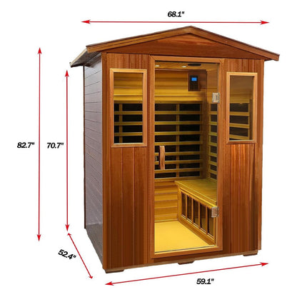 Thermora Premium 4-Person Luxury Low EMF Outdoor FAR Infrared Home Sauna With Bluetooth Audio, 2050W