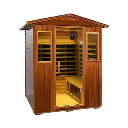 Thermora Premium 4-Person Luxury Low EMF Outdoor FAR Infrared Home Sauna With Bluetooth Audio, 2050W
