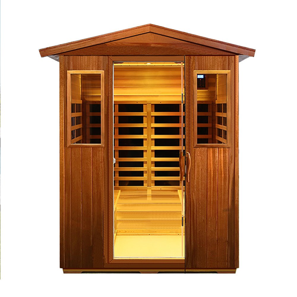 Thermora Premium 4-Person Luxury Low EMF Outdoor FAR Infrared Home Sauna With Bluetooth Audio, 2050W