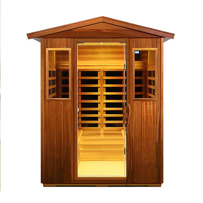 Thermora Premium 4-Person Luxury Low EMF Outdoor FAR Infrared Home Sauna With Bluetooth Audio, 2050W