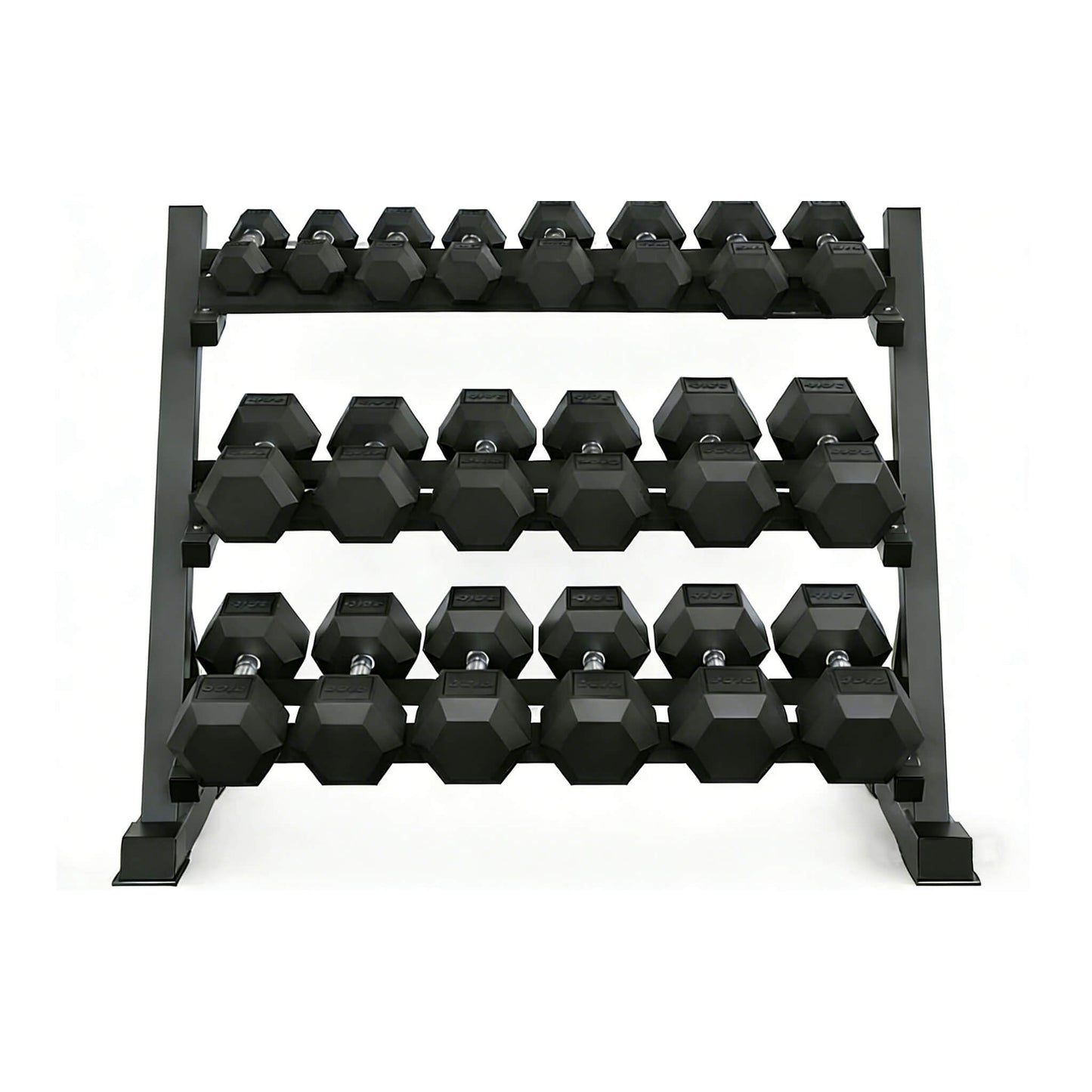 Rovix 450-Pounds Rubber Hex Dumbbell Set With Rack