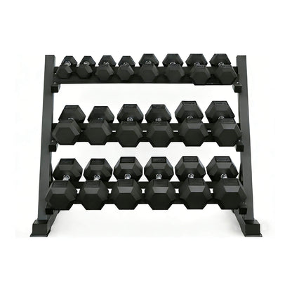 Rovix 450-Pounds Rubber Hex Dumbbell Set With Rack