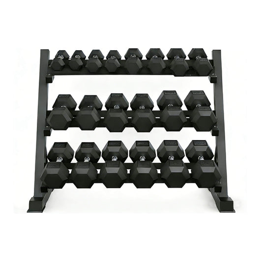 Rovix 450-Pounds Rubber Hex Dumbbell Set With Rack