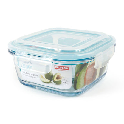 Cloc Glass Square Food Storage