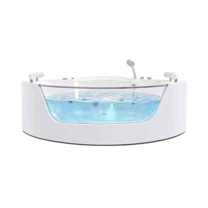 Alora Serenity 59-Inch 2-Person Acrylic Corner Whirlpool 16-Jet Hydro Massage Bathtub With Heater Rainbow Light (SAK70512)