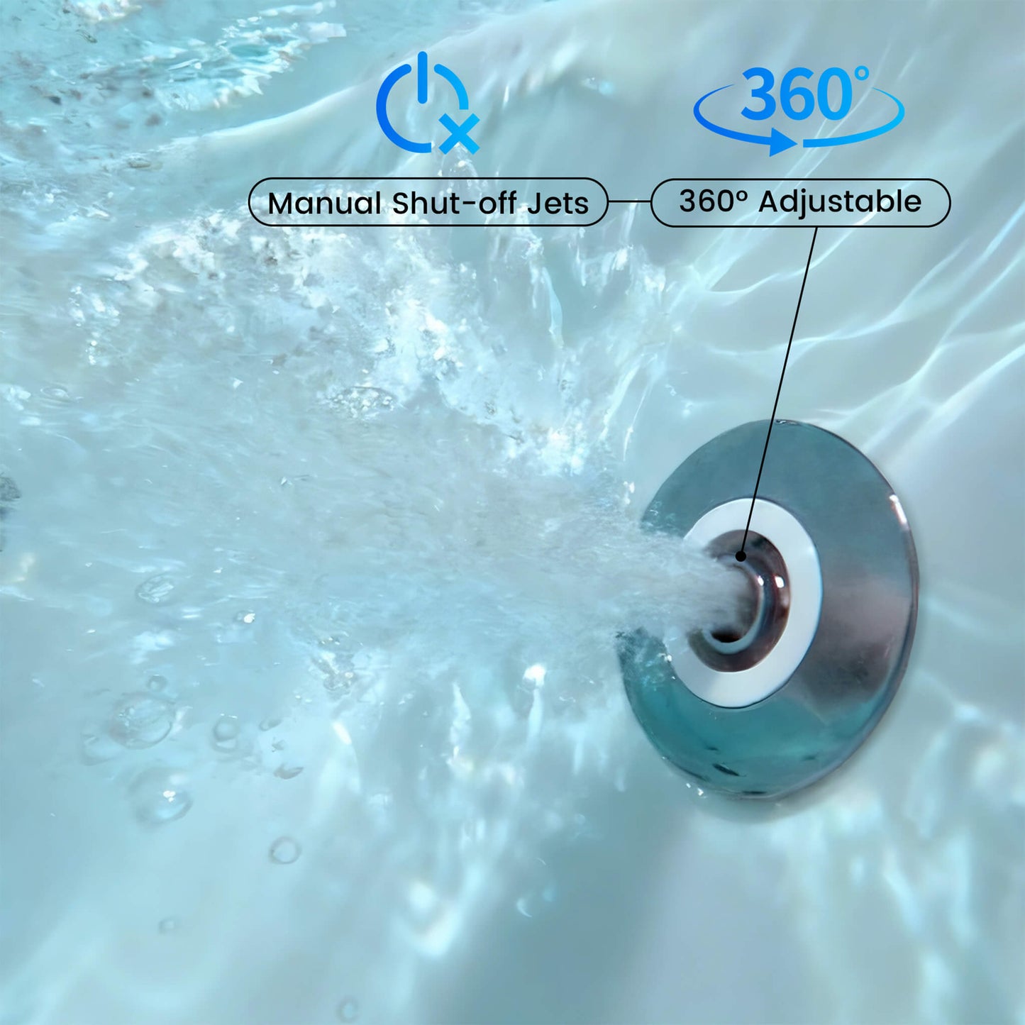 Alora Serenity 59-Inch 2-Person Acrylic Corner Whirlpool 16-Jet Hydro Massage Bathtub With Heater Rainbow Light (SAK70512)