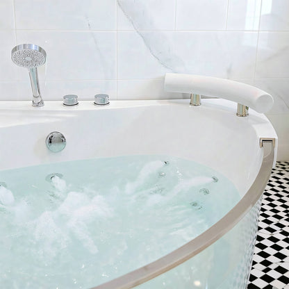 Alora Serenity 59-Inch 2-Person Acrylic Corner Whirlpool 16-Jet Hydro Massage Bathtub With Heater Rainbow Light (SAK70512)