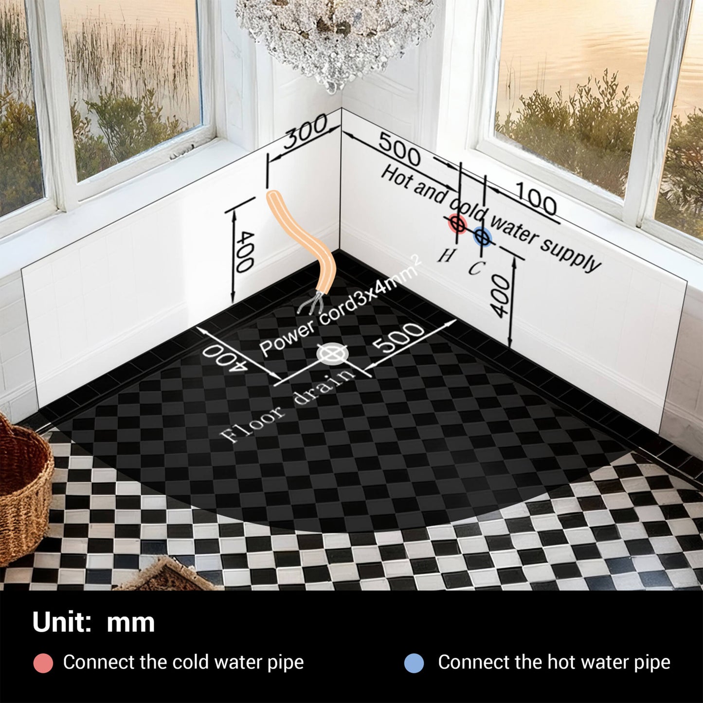 Alora Serenity 59-Inch 2-Person Acrylic Corner Whirlpool 16-Jet Hydro Massage Bathtub With Heater Rainbow Light (SAK70512)